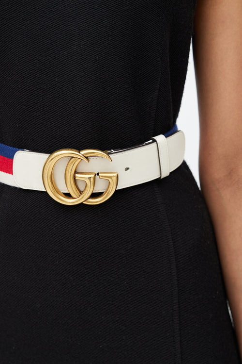 Gucci Cream 
Multicolour Marmont Striped Belt