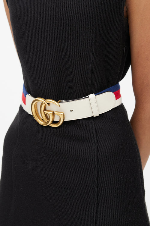 Gucci Cream 
Multicolour Marmont Striped Belt