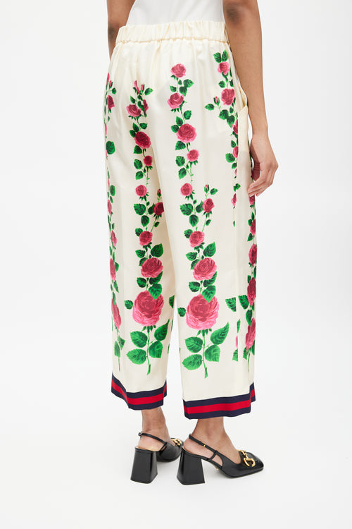 Gucci Cream 
Multicolour Silk Floral Trouser