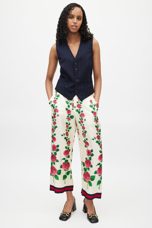 Gucci Cream 
Multicolour Silk Floral Trouser