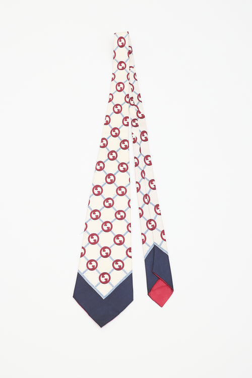 Gucci Cream 
Multicolour Silk Monogram Tie