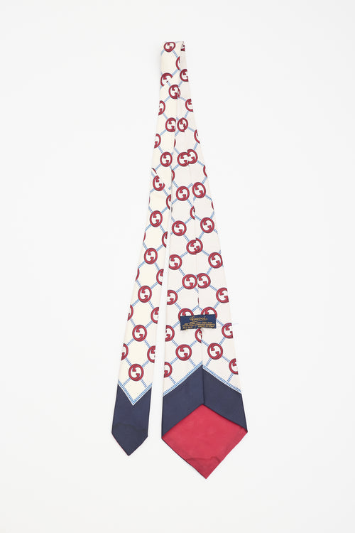 Gucci Cream 
Multicolour Silk Monogram Tie