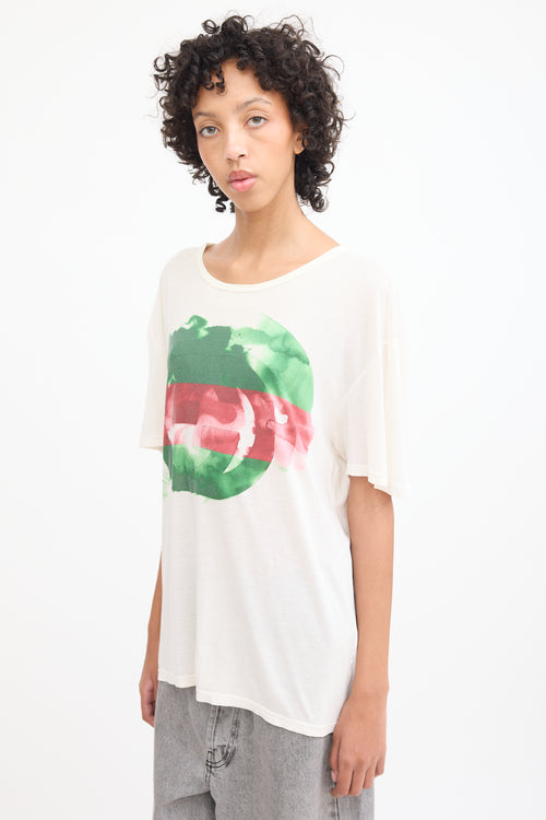 Gucci Cream 
Multicolour Watercolour Logo T-Shirt