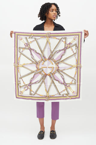 Gucci Cream 
Purple Silk Rope Scarf