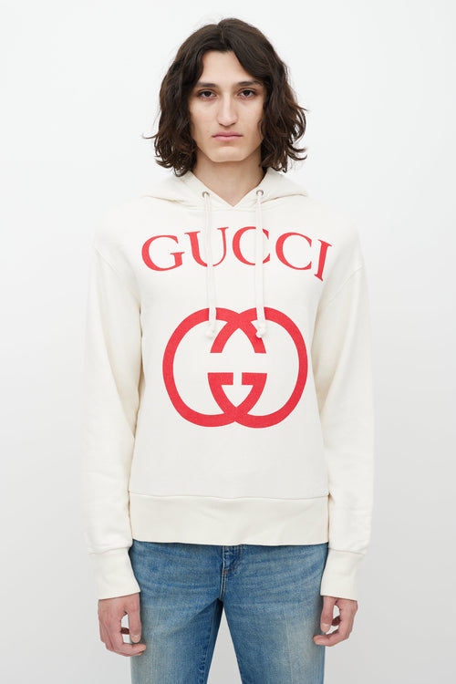 Gucci Cream 
Red Logo Hoodie