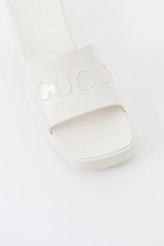 Gucci Cream Rubber Logo Sandal