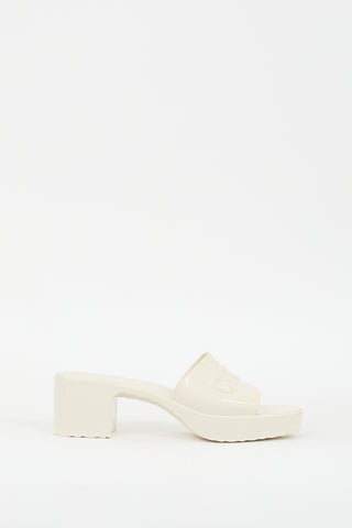 Gucci Cream Rubber Logo Sandal