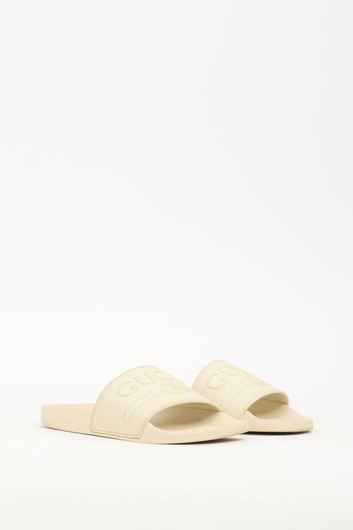 Gucci Cream Rubber Pursuit Slide