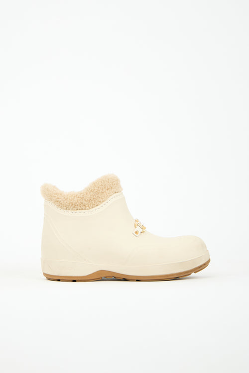 Gucci Cream Rubber Interlocking GG Rain Boot