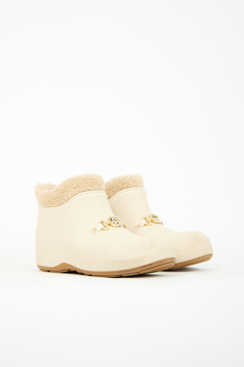 Gucci Cream Rubber Interlocking GG Rain Boot