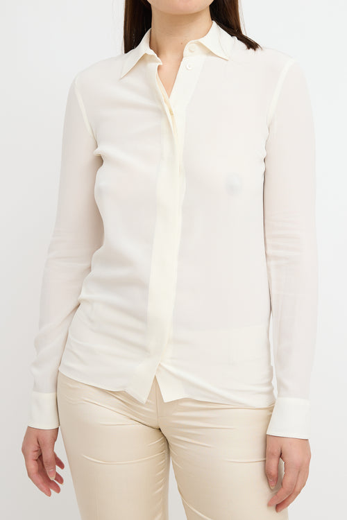 Gucci Cream Silk Crepe Shirt