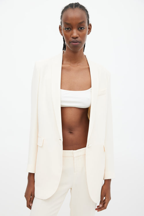 Gucci Cream Silk Shawl Collar Blazer