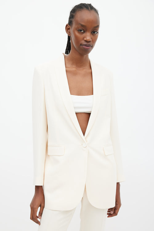 Gucci Cream Silk Shawl Collar Blazer