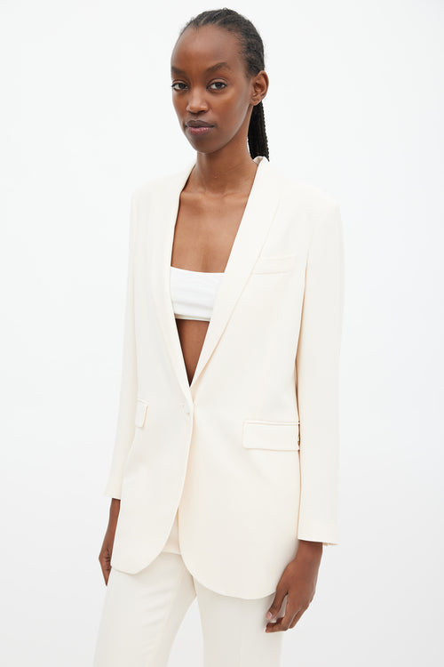 Gucci Cream Silk Shawl Collar Blazer