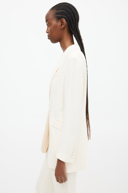 Gucci Cream Silk Shawl Collar Blazer