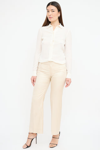 Gucci Cream Silk Straight Leg Trouser