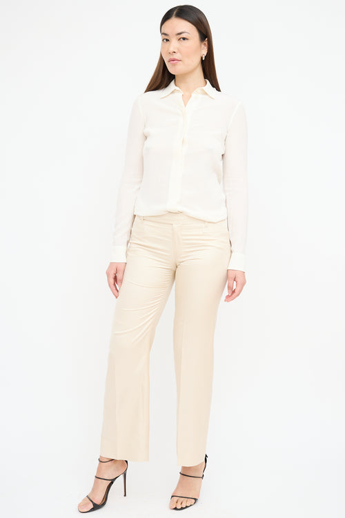 Gucci Cream Silk Straight Leg Trouser