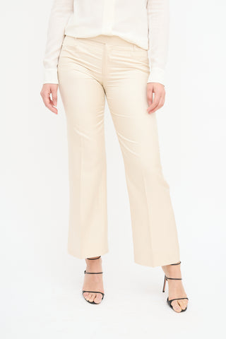 Gucci Cream Silk Straight Leg Trouser