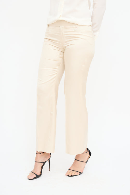 Gucci Cream Silk Straight Leg Trouser