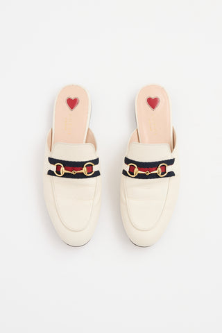 Gucci Cream Webbed Horsebit Mule