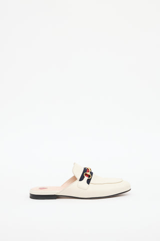 Gucci Cream Webbed Horsebit Mule