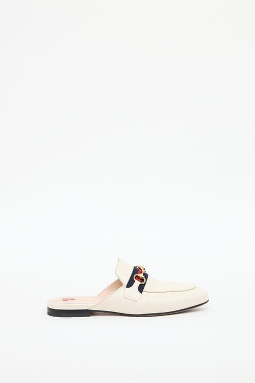 Gucci Cream Webbed Horsebit Mule