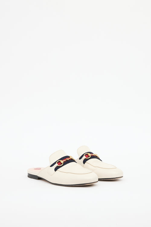 Gucci Cream Webbed Horsebit Mule