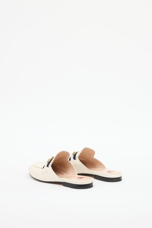 Gucci Cream Webbed Horsebit Mule