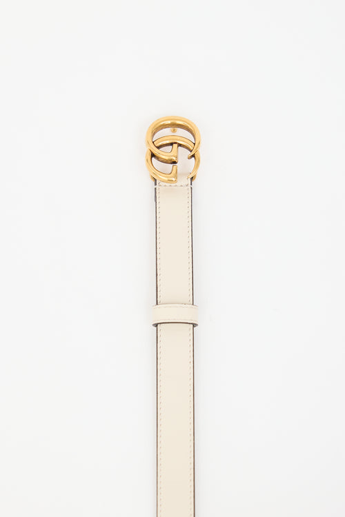  Cream Leather GG Marmont Thin Belt