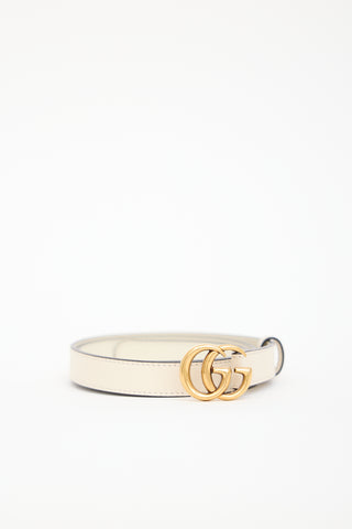 Gucci Cream Leather GG Marmont Thin Belt