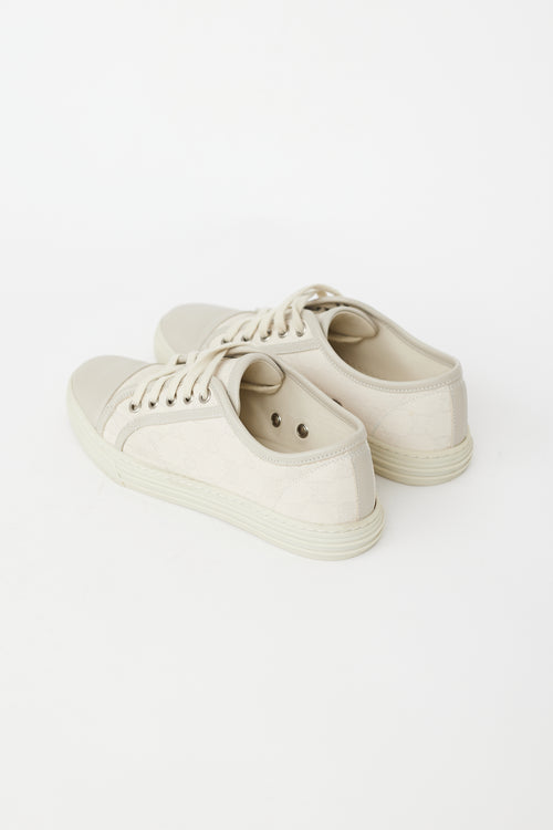 Gucci Cream Leather 
Canvas GG Sneaker