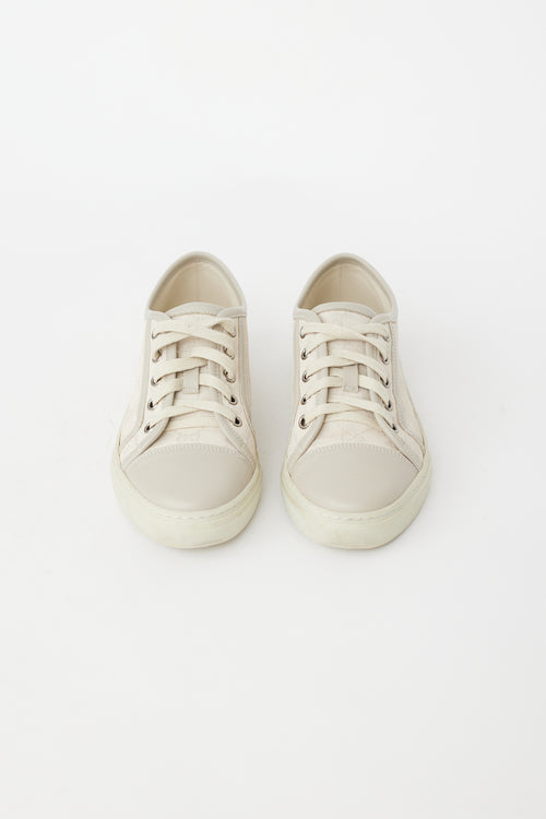 Gucci Cream Leather 
Canvas GG Sneaker