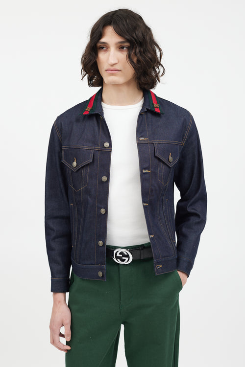 Gucci Dark Wash Bee Denim Jacket