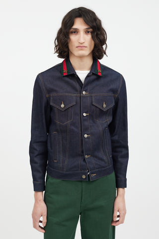 Gucci Dark Wash Bee Denim Jacket