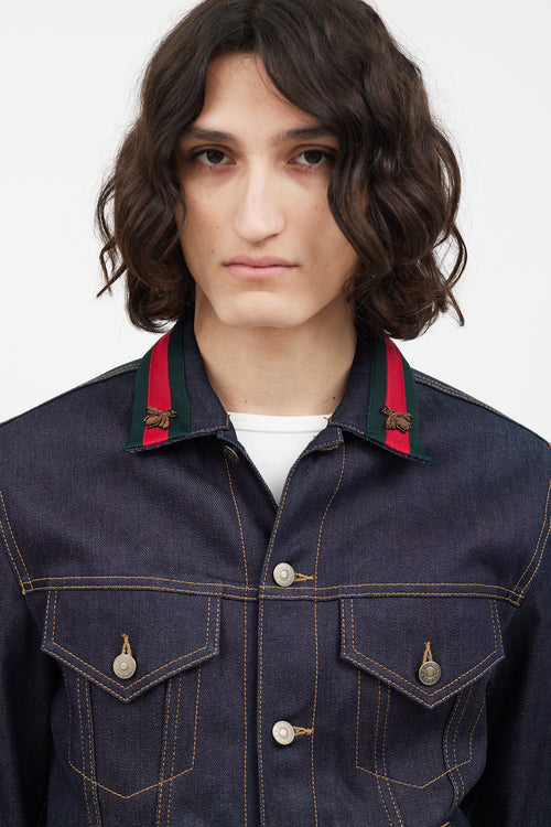 Gucci Dark Wash Bee Denim Jacket