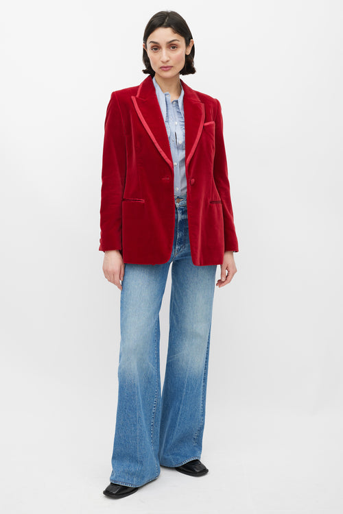 Gucci FW 1996 Red Velvet Three Pocket Blazer