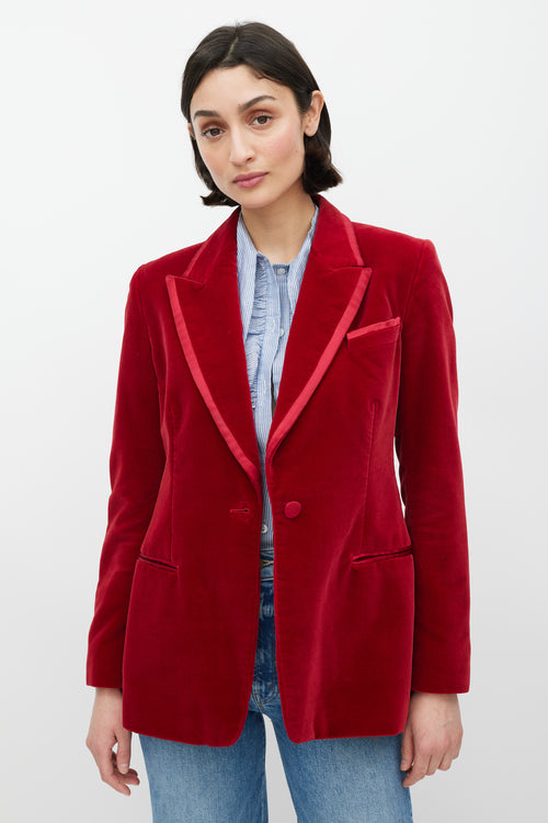 Gucci FW 1996 Red Velvet Three Pocket Blazer