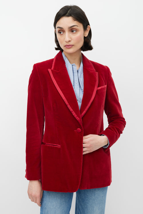 Gucci FW 1996 Red Velvet Three Pocket Blazer