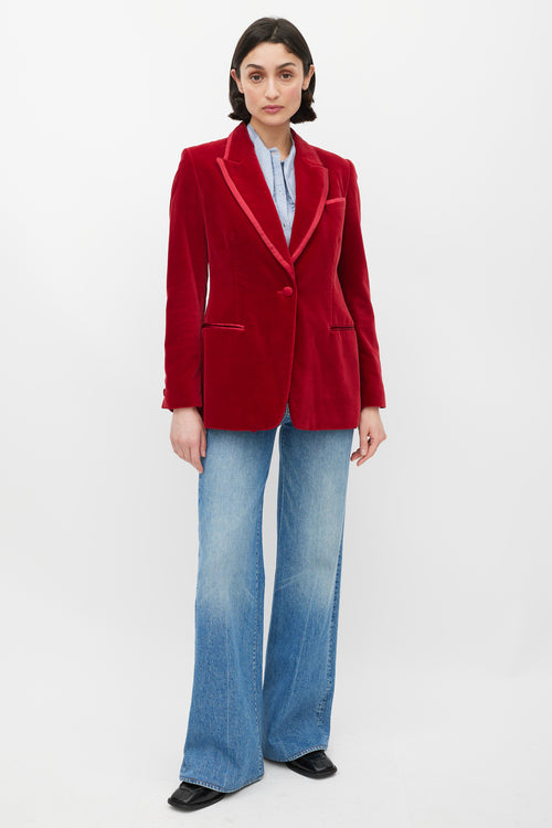 Gucci FW 1996 Red Velvet Three Pocket Blazer