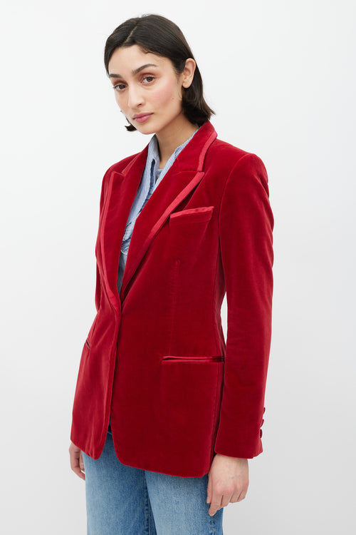 Gucci FW 1996 Red Velvet Three Pocket Blazer