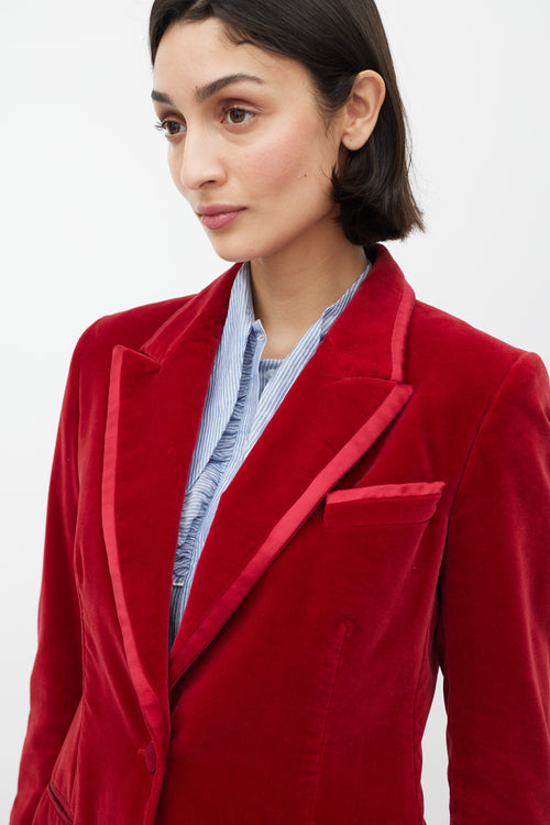 Gucci FW 1996 Red Velvet Three Pocket Blazer