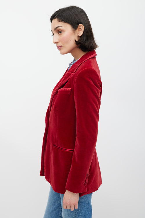 Gucci FW 1996 Red Velvet Three Pocket Blazer