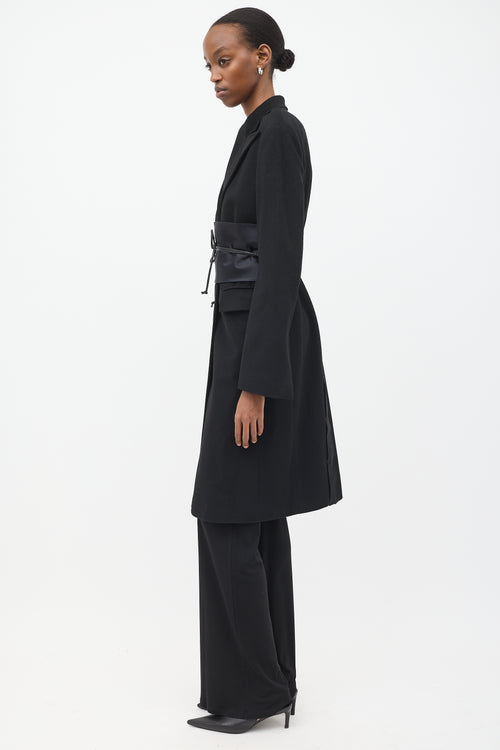 Gucci FW 2002 Black Wool Sash Coat Coat