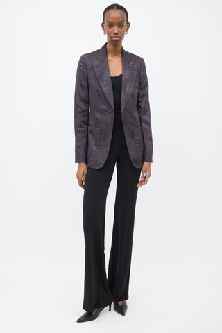 Gucci FW 2002 Purple Silk Jacquard Sash Blazer