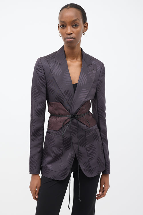 Gucci FW 2002 Purple Silk Jacquard Sash Blazer