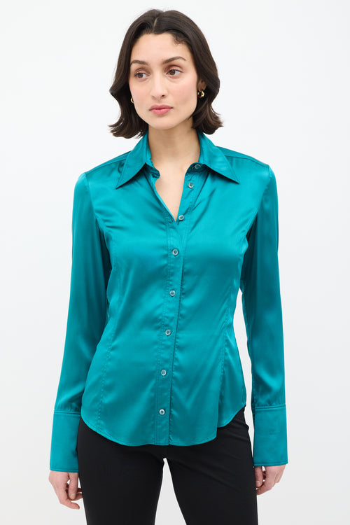 Gucci FW 2003 Turquoise Blue Silk Shirt