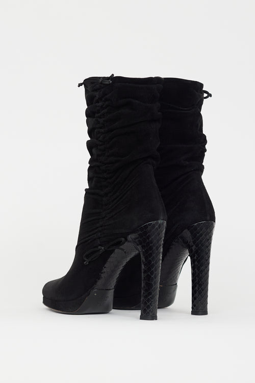 Gucci Fall 2004 Black Suede Ruched Bow Boot