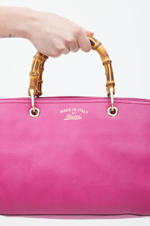 Gucci Fuchsia Bamboo Shopper Tote Bag