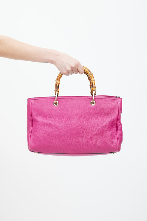 Gucci Fuchsia Bamboo Shopper Tote Bag