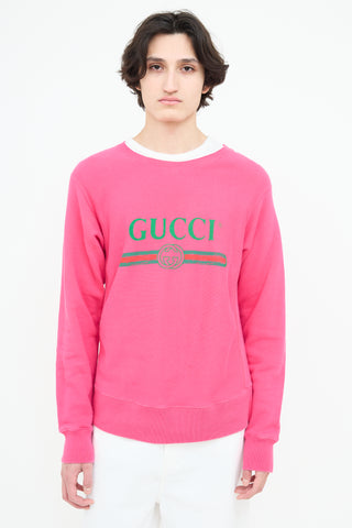 Gucci Fuchsia Interlocking GG Logo Crewneck